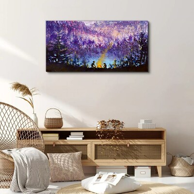 Vászonkép Egy esti tábortűz varázsa az erdőben