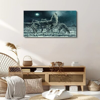 Vászonkép Farkasok a Hold alatt