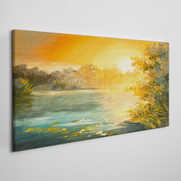 Vászonkép Arany óra a folyón