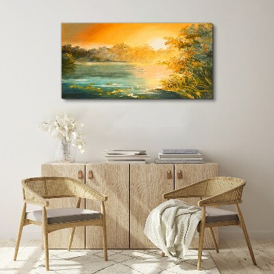 Vászonkép Arany óra a folyón