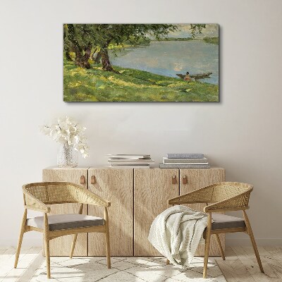 Vászonkép Nyugodt táj a folyó mellett