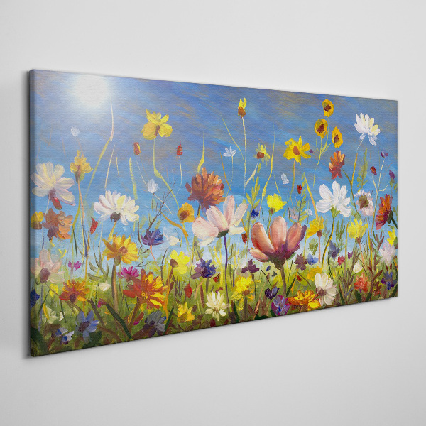 Vászonkép Virágos táj egy napsütéses napon