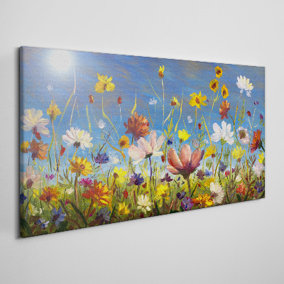 Vászonkép Virágos táj egy napsütéses napon