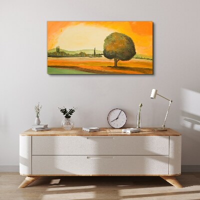 Vászonkép Arany tisztás egy fával