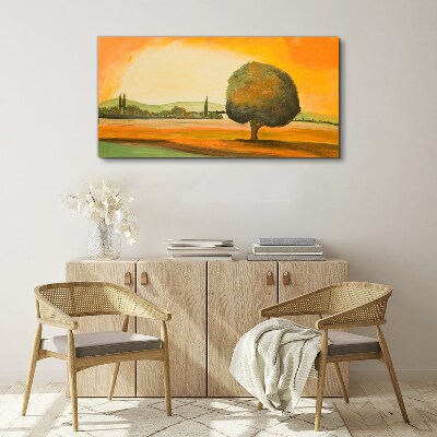 Vászonkép Arany tisztás egy fával