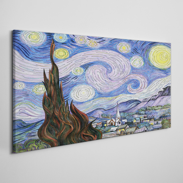 Vászonkép Csillagos éjszaka a város felett