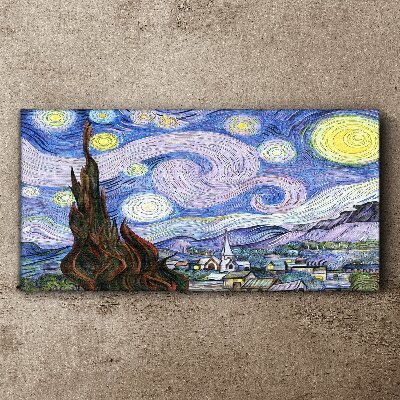 Vászonkép Csillagos éjszaka a város felett