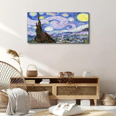 Vászonkép Csillagos éjszaka a város felett