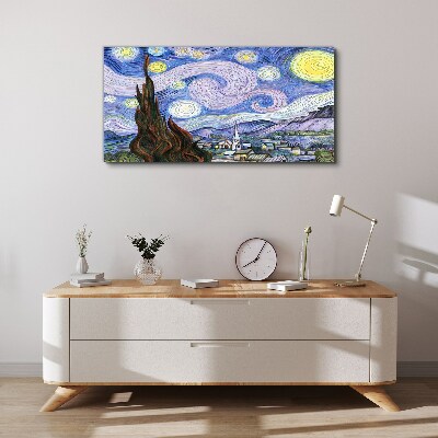 Vászonkép Csillagos éjszaka a város felett