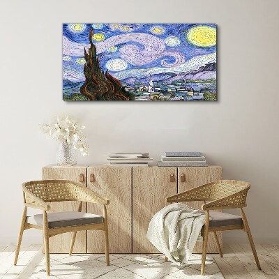 Vászonkép Csillagos éjszaka a város felett