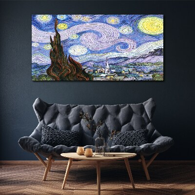 Vászonkép Csillagos éjszaka a város felett