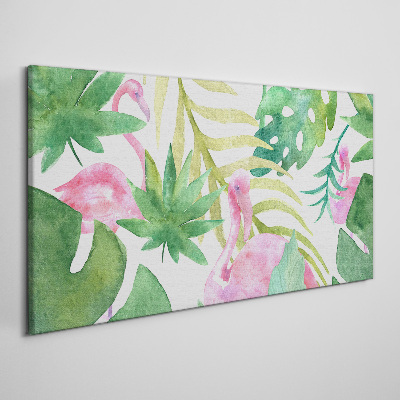 Vászonkép Boldog flamingók a trópusi dzsungelben