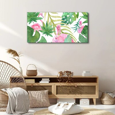 Vászonkép Boldog flamingók a trópusi dzsungelben