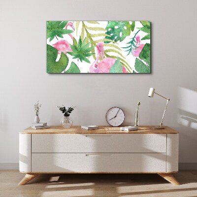 Vászonkép Boldog flamingók a trópusi dzsungelben