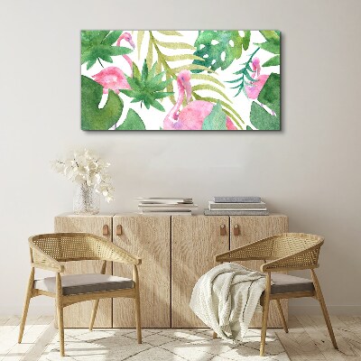 Vászonkép Boldog flamingók a trópusi dzsungelben