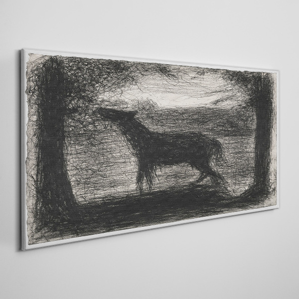 Vászonkép Egy ló árnyéka az erdőben