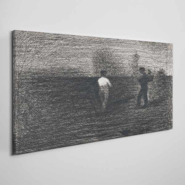 Vászonkép Ködös alakok a táj háttér előtt