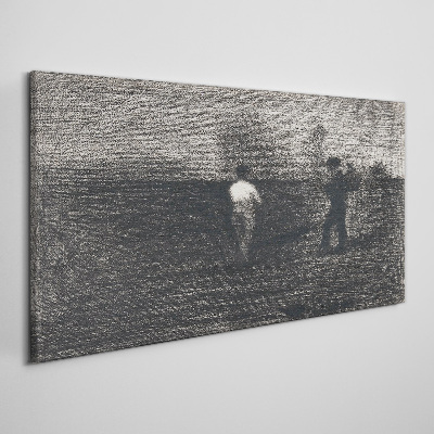 Vászonkép Ködös alakok a táj háttér előtt