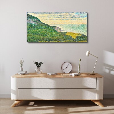 Vászonkép Tengerparti táj színes pontokban