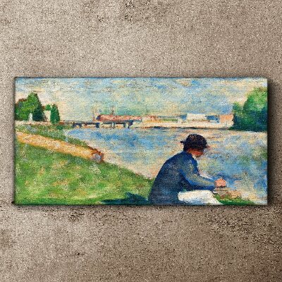 Vászonkép Nyugodt táj a folyó mellett