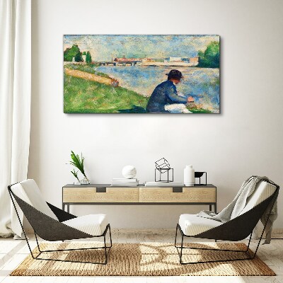 Vászonkép Nyugodt táj a folyó mellett