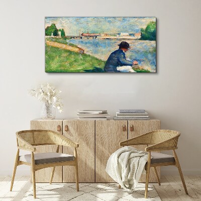 Vászonkép Nyugodt táj a folyó mellett