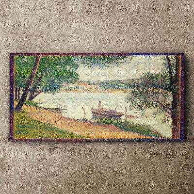 Vászonkép Nyugodt táj a folyó mellett