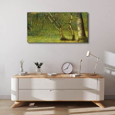 Vászonkép Zöld erdő a napfényben