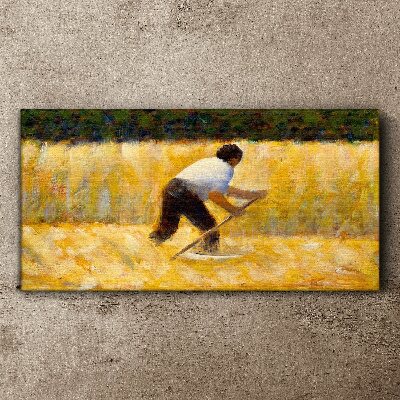 Vászonkép Munkás a gabonaföldön