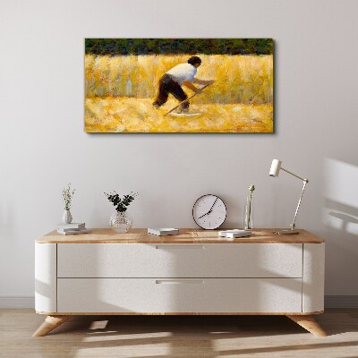 Vászonkép Munkás a gabonaföldön