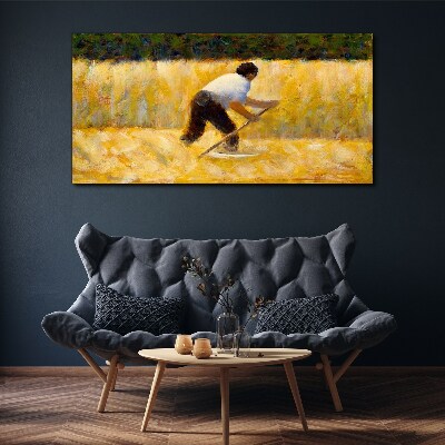 Vászonkép Munkás a gabonaföldön