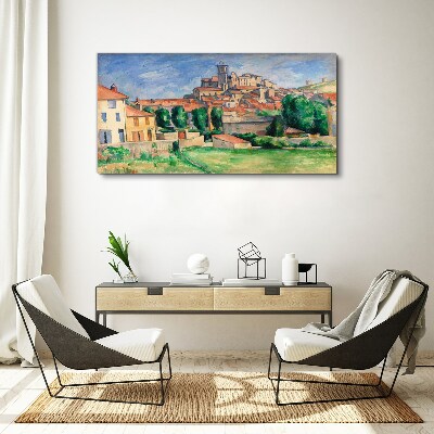 Vászonkép Kilátás a városra zöldellő