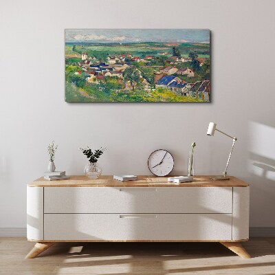Vászonkép Kilátás a falura nappali fényben