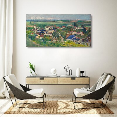 Vászonkép Kilátás a falura nappali fényben