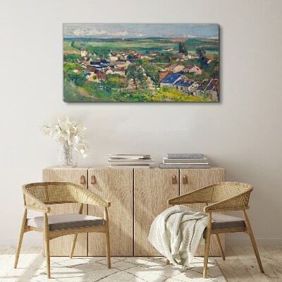 Vászonkép Kilátás a falura nappali fényben