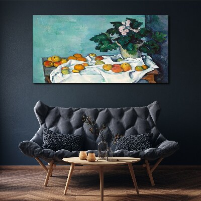 Vászonkép Gyümölcs asztal vázával
