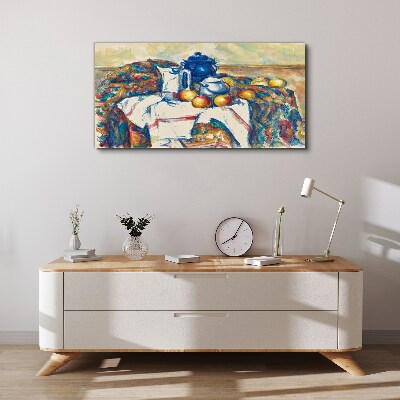 Vászonkép Csendélet kék vízforralóval