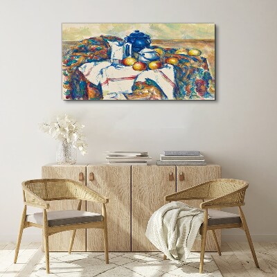 Vászonkép Csendélet kék vízforralóval