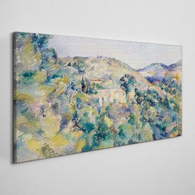 Vászonkép Táj házakkal a fák között