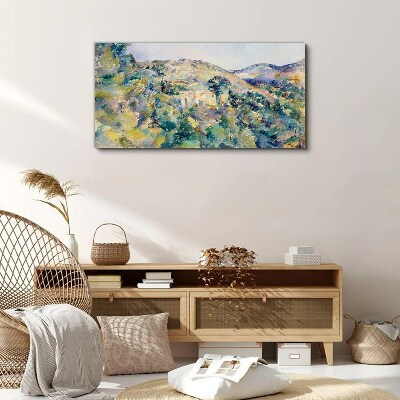 Vászonkép Táj házakkal a fák között