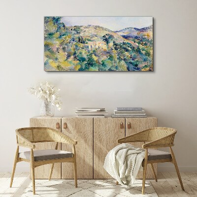 Vászonkép Táj házakkal a fák között