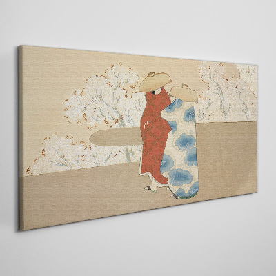 Vászonkép Találkozás a virágzó fák között