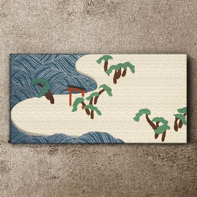 Vászonkép Nyugodt hullámok torii kapuval