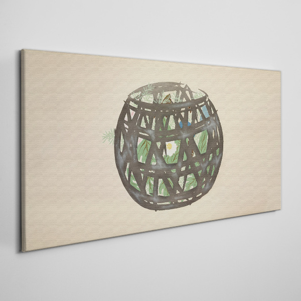 Vászonkép Fonott kosár zölddel