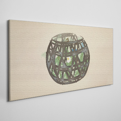 Vászonkép Fonott kosár zölddel