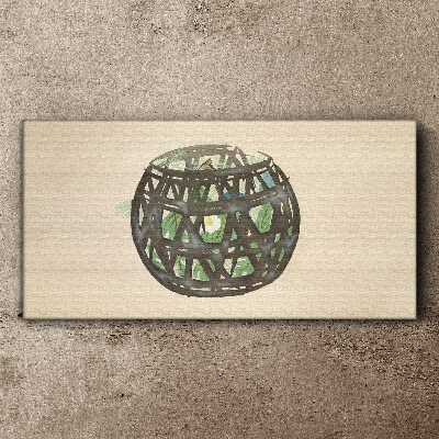 Vászonkép Fonott kosár zölddel