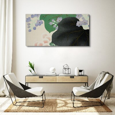 Vászonkép Zöld levél virágokkal