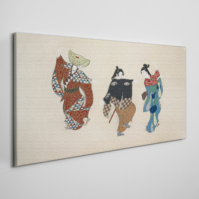 Vászonkép Japán táncosok népviseletben