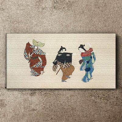 Vászonkép Japán táncosok népviseletben