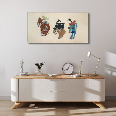 Vászonkép Japán táncosok népviseletben